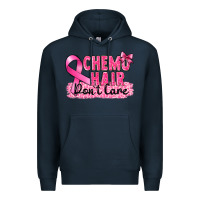 Navy Breast Cancer Chemo hair don't care Premium Hoodie - FaDigitalArtStudio