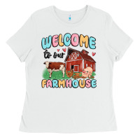 White welcome to our farmhouse Ladies Tee - MaliasSmallBusiness