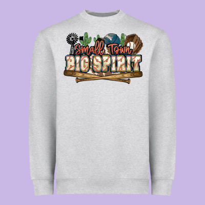 Small Town Big Spirit Baseball Heavyweight Sweatshirt Designed By Howdyjamesfarm