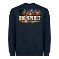 Navy Small town big spirit Baseball Heavyweight Sweatshirt - HowdyJamesFarm