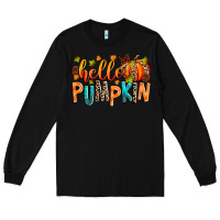 Black Hello pumpkin Long Sleeve Tee - RanaPortraitStore