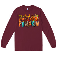 Burgundy Hello pumpkin Long Sleeve Tee - RanaPortraitStore