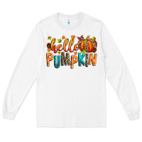 White Hello pumpkin Long Sleeve Tee - RanaPortraitStore