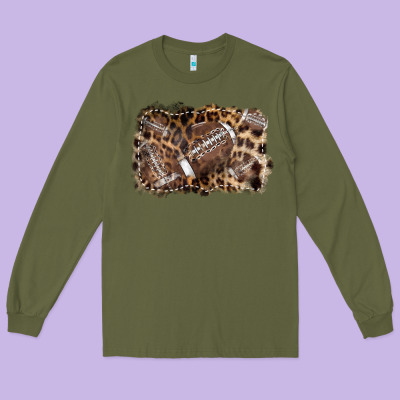Football Background Leopard Long Sleeve Tee Designed By Nancycooperartshop