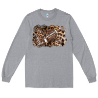 Heather Grey Football background leopard Long Sleeve Tee - NancyCooperArtShop
