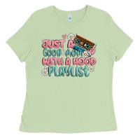 Matcha just a good mom with a hood playlist Ladies Tee - MaliasSmallBusiness