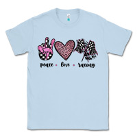 Dusty Blue peace love racing Classic Tee - JahusDesignShop
