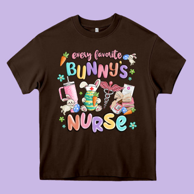 Every Favorite Bunnys Nurse Heavy Core Tee Designed By Maliassmallbusiness