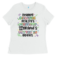 White reading because realitys overrated Ladies Tee - MaliasSmallBusiness