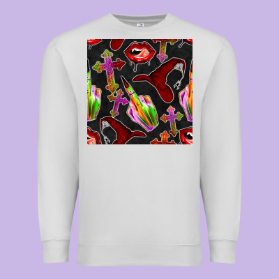 Halloween Bad Witch Seamless Pattern Premium Sweatshirt Designed By Bundleandbundleshop
