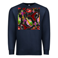 Navy halloween bad witch seamless pattern Premium Sweatshirt - BundleAndBundleShop