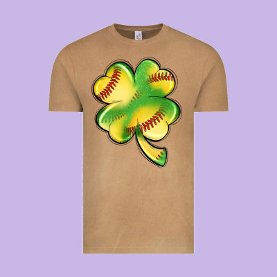 St. Patrick's Day Clover Softball Vintage Tee Designed By Artiststas