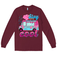 Burgundy Stay cool with ice cream van summer Long Sleeve Tee - NancyCooperArtShop