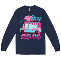 Navy Stay cool with ice cream van summer Long Sleeve Tee - NancyCooperArtShop