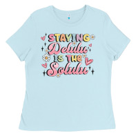 Baby Blue staying delulu is the solulu Ladies Tee - MaliasSmallBusiness