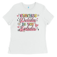 White staying delulu is the solulu Ladies Tee - MaliasSmallBusiness