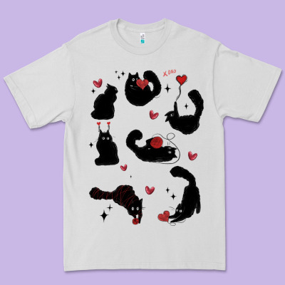 Valentine Cat Premium Tee Designed By Maliassmallbusiness
