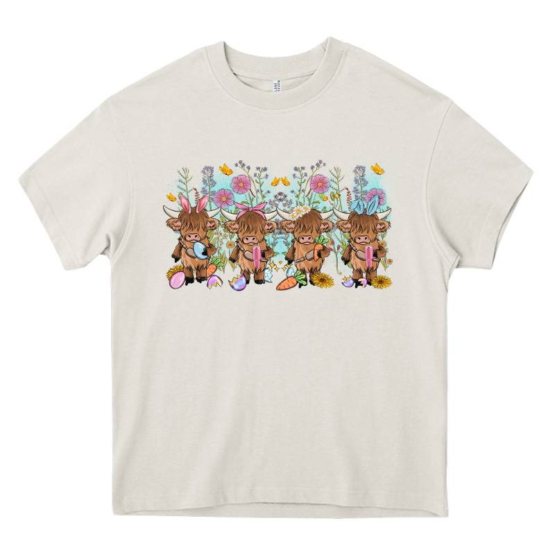 Easter Day Baby Highland Cow Heavy Core Tee by MaliasSmallBusiness | Teevron