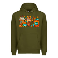 Army Green Thanksgiving Coffee Cups Premium Hoodie - FaDigitalArtStudio
