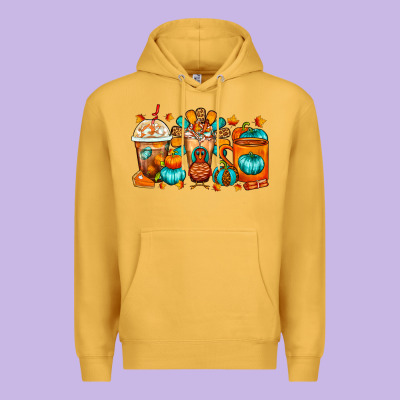 Thanksgiving Coffee Cups Premium Hoodie Designed By Fadigitalartstudio