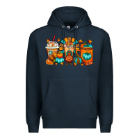 Navy Thanksgiving Coffee Cups Premium Hoodie - FaDigitalArtStudio