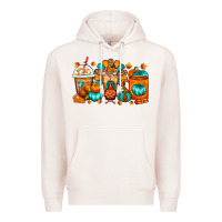 Pale Pink Thanksgiving Coffee Cups Premium Hoodie - FaDigitalArtStudio