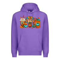 Purple Thanksgiving Coffee Cups Premium Hoodie - FaDigitalArtStudio
