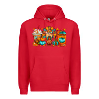 Red Thanksgiving Coffee Cups Premium Hoodie - FaDigitalArtStudio