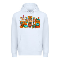 White Thanksgiving Coffee Cups Premium Hoodie - FaDigitalArtStudio