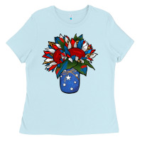 Baby Blue Patriotic Sunflower in a Jar Ladies Tee - Jasminsmagicworld