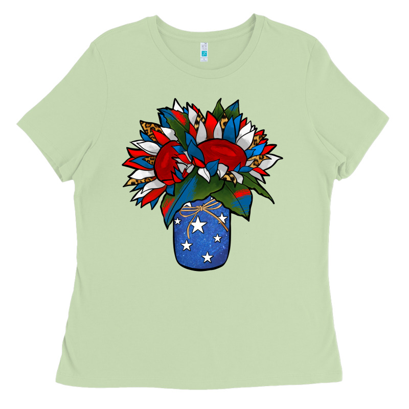 Patriotic Sunflower In A Jar Ladies Tee by Jasminsmagicworld | Teevron