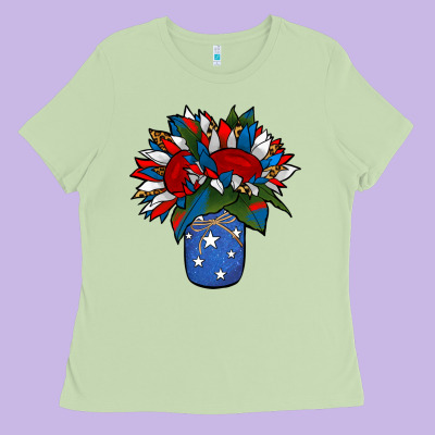 Patriotic Sunflower In A Jar Ladies Tee Designed By Jasminsmagicworld