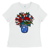 White Patriotic Sunflower in a Jar Ladies Tee - Jasminsmagicworld