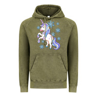 Vintage Olive Winter unicorn Vintage Hoodie - Artiststas