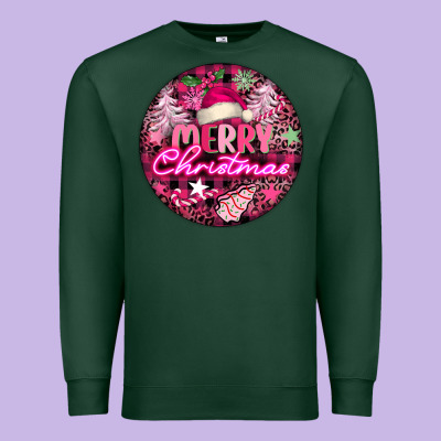 Pink Merry Christmas Premium Sweatshirt Designed By Fadigitalartstudio