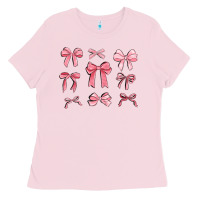 Bubblegum Pink pink ribbons Ladies Tee - MaliasSmallBusiness