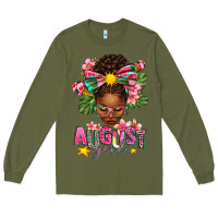 Army Green August Girl Afro Woman Summer Long Sleeve Tee - texasbilliewilder