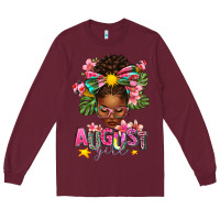 Burgundy August Girl Afro Woman Summer Long Sleeve Tee - texasbilliewilder