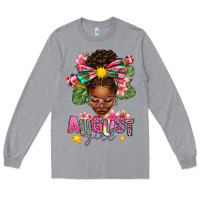 Heather Grey August Girl Afro Woman Summer Long Sleeve Tee - texasbilliewilder