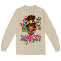 Mushroom August Girl Afro Woman Summer Long Sleeve Tee - texasbilliewilder