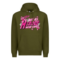 Army Green Not all heroes wear capes Cancer Awareness Premium Hoodie - FaDigitalArtStudio