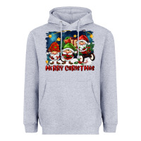 Heather Grey merry christmas gnomies wagon Heavyweight Hoodie - FaDigitalArtStudio