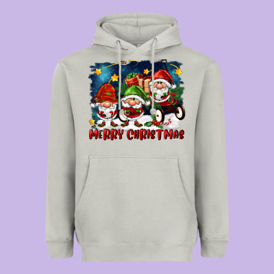 Merry Christmas Gnomies Wagon Heavyweight Hoodie Designed By Fadigitalartstudio