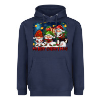 Navy merry christmas gnomies wagon Heavyweight Hoodie - FaDigitalArtStudio
