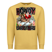 Antique Gold Howdy Christmas Rodeo Santa Premium Sweatshirt - FaDigitalArtStudio