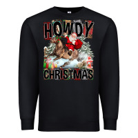 Black Howdy Christmas Rodeo Santa Premium Sweatshirt - FaDigitalArtStudio