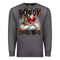 Charcoal Heather Howdy Christmas Rodeo Santa Premium Sweatshirt - FaDigitalArtStudio