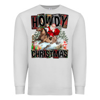 Dove Grey Howdy Christmas Rodeo Santa Premium Sweatshirt - FaDigitalArtStudio