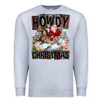 Heather Grey Howdy Christmas Rodeo Santa Premium Sweatshirt - FaDigitalArtStudio