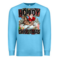 Ocean Blue Howdy Christmas Rodeo Santa Premium Sweatshirt - FaDigitalArtStudio